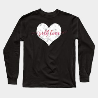 SELF LOVE | White Marble & Rose Watercolor Long Sleeve T-Shirt